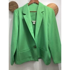 VTG Colormates Green Single Breasted Single Gold Button Blazer 16 Preppy Retro